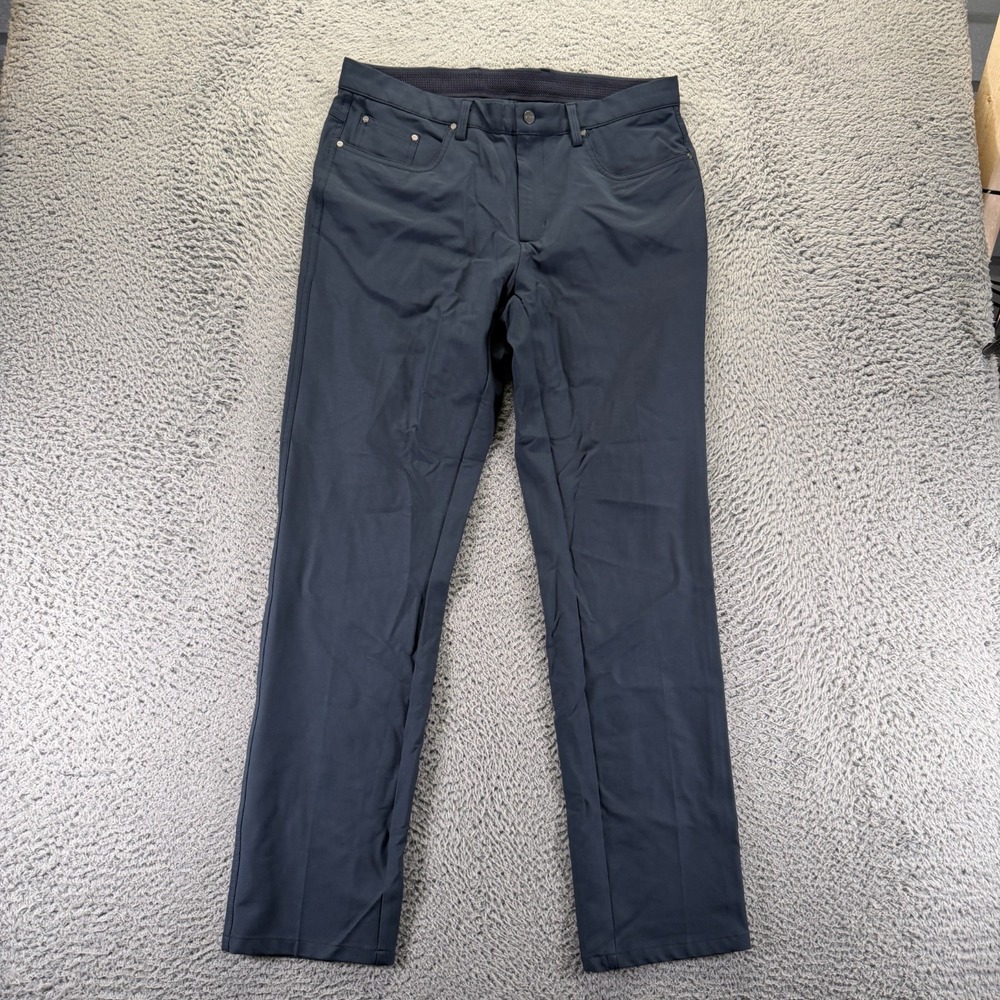 Greg Norman Pant Mens 34x32 Blue Polyester Golf Straight Leg Performance Stretch